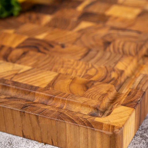 Thớt gỗ Teak ghép đầu cây hình chữ nhật