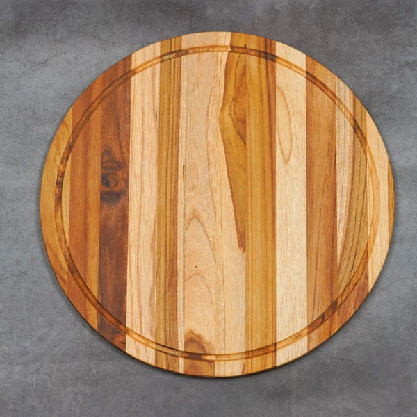 Thớt gỗ Teak hình tròn có rãnh