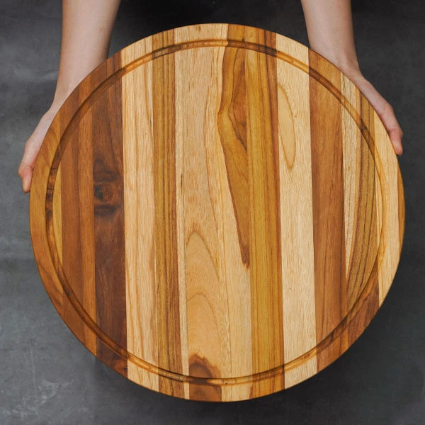 Thớt gỗ Teak hình tròn có rãnh