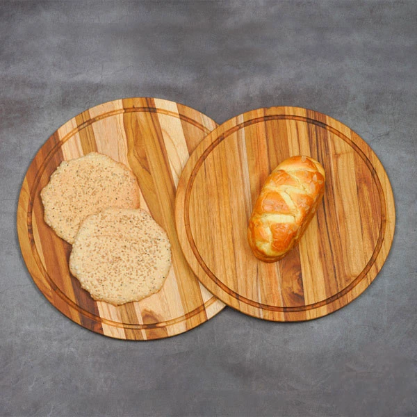 Thớt gỗ Teak hình tròn có rãnh