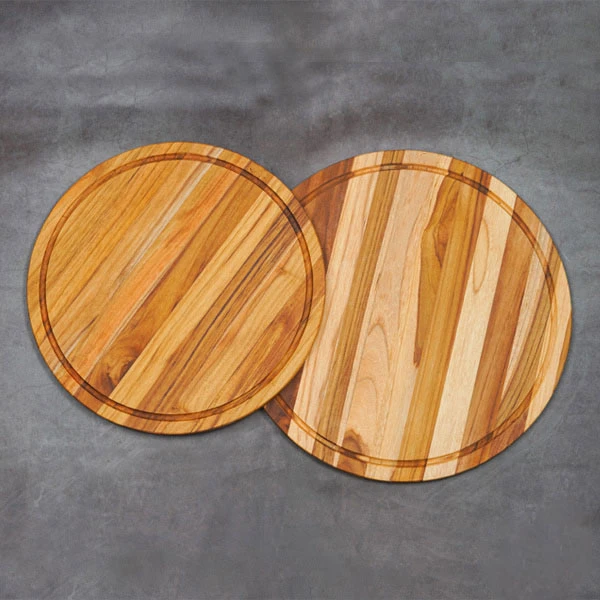 Thớt gỗ Teak hình tròn có rãnh