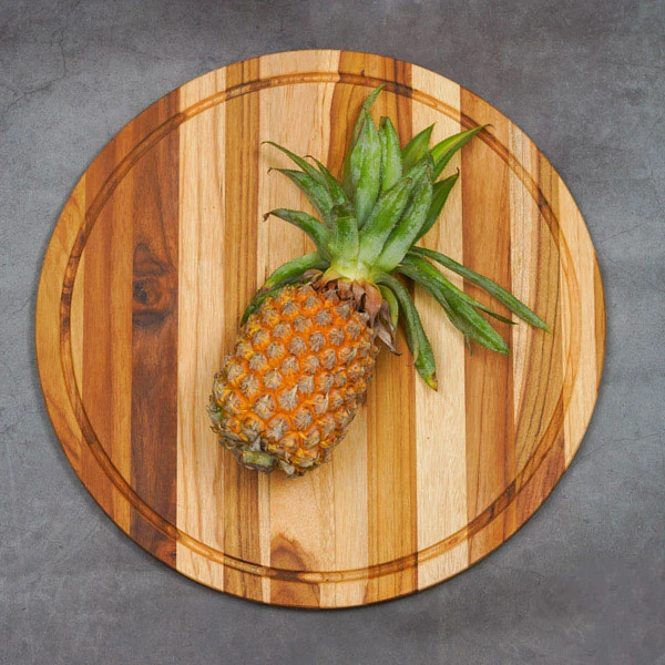 Thớt gỗ Teak hình tròn có rãnh