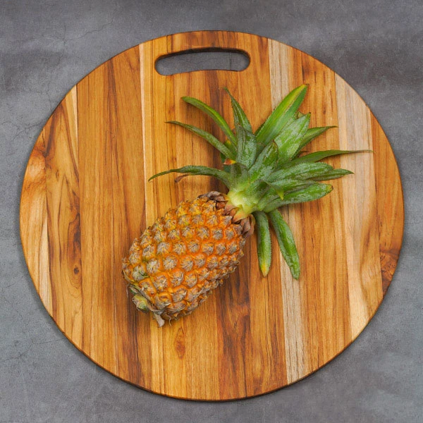 Thớt gỗ Teak hình tròn có tay nắm