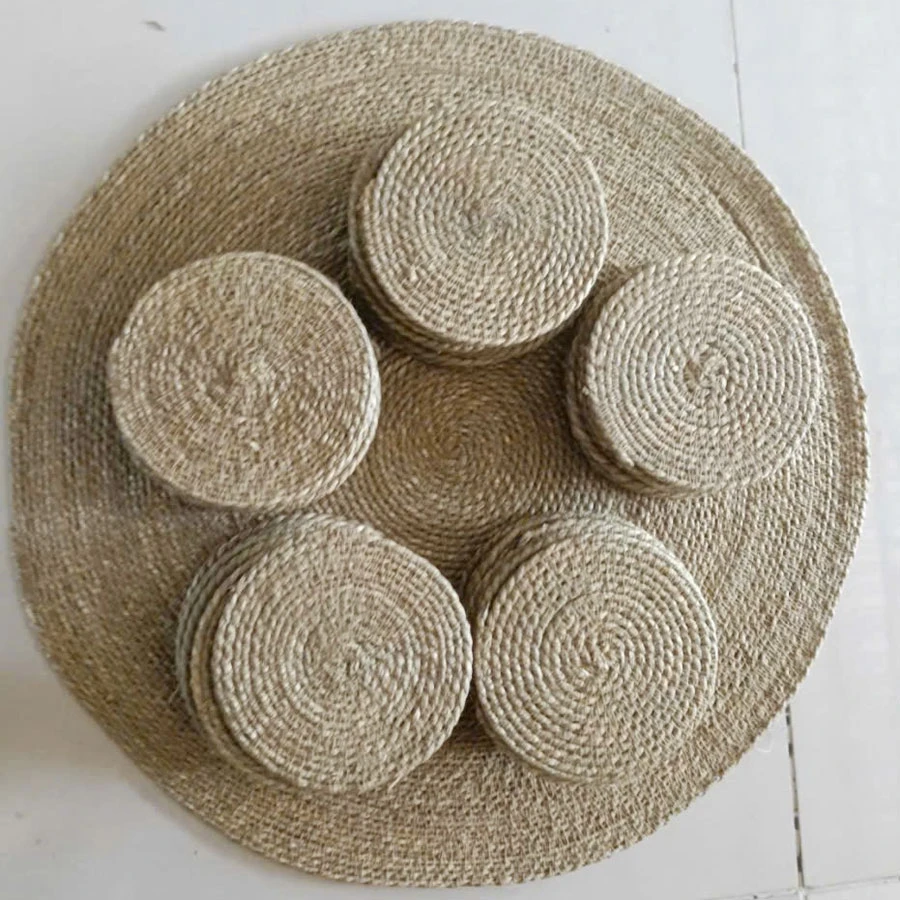 Bộ lót ly cói tròn thủ công