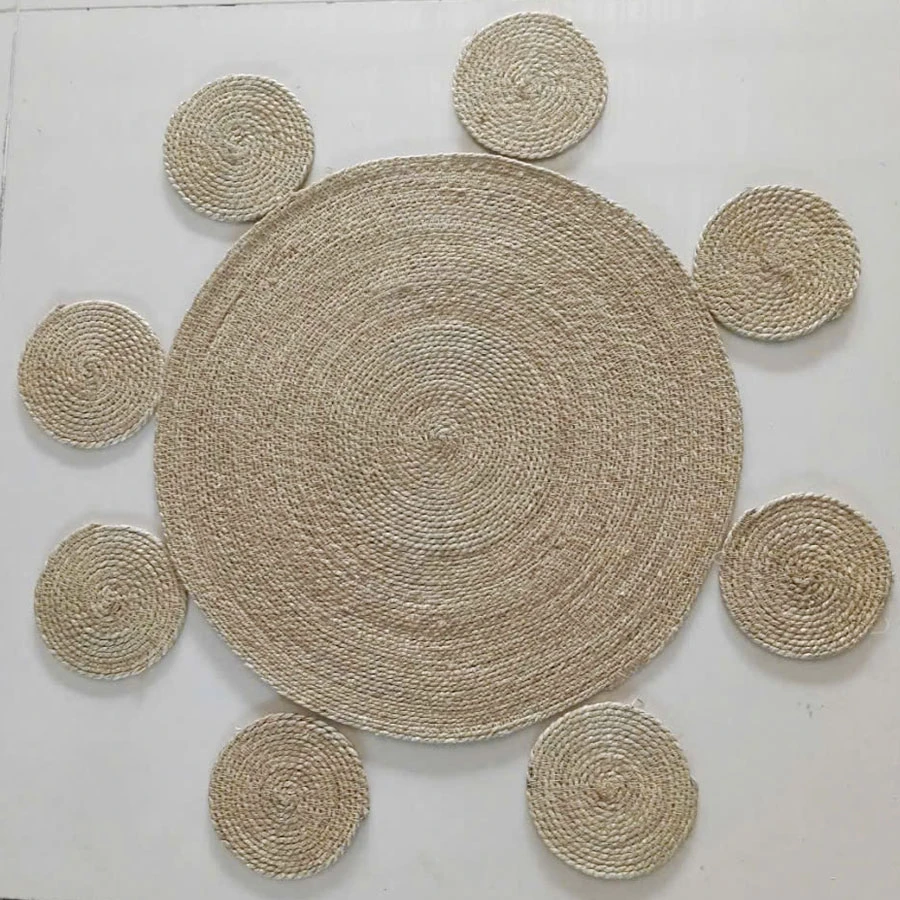 Bộ lót ly cói tròn thủ công