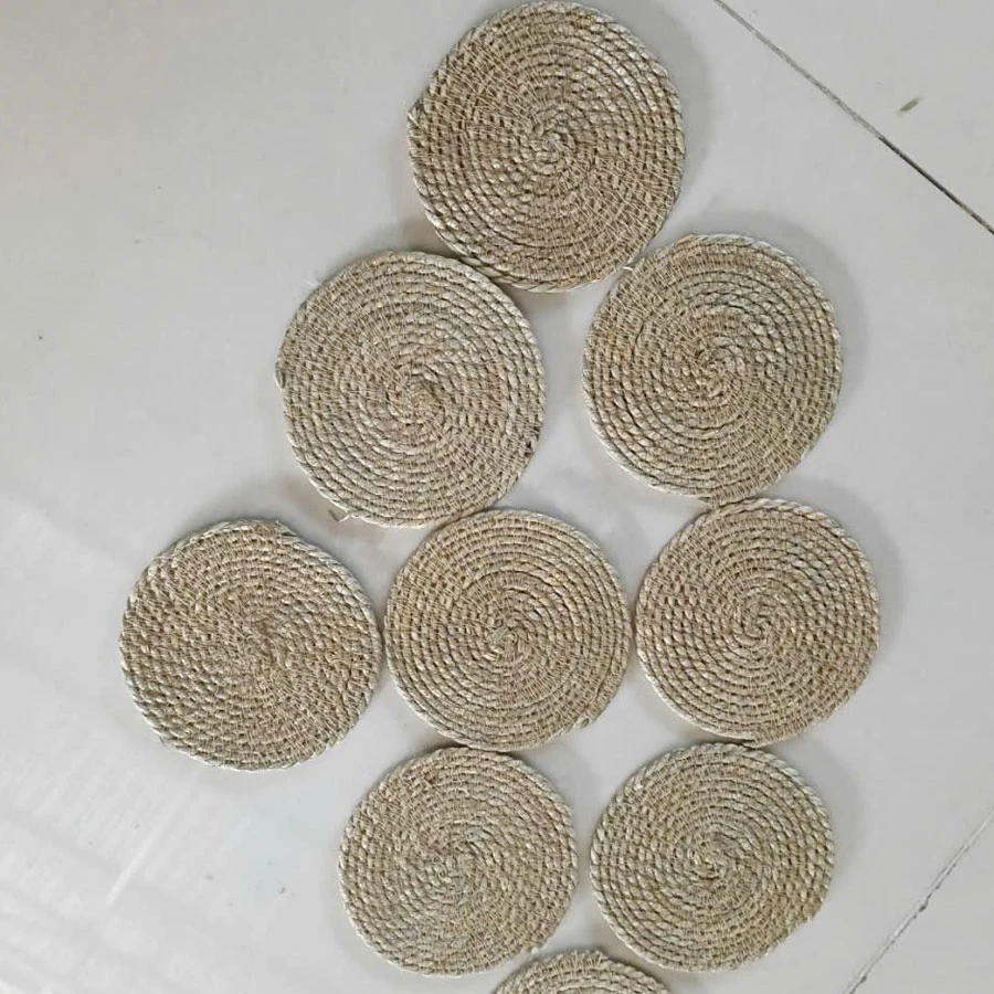 Bộ lót ly cói tròn thủ công